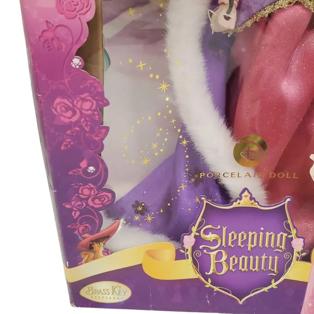 Disney Princess Sleeping Beauty Aurora Porcelain Doll Brass Key Keepsakes